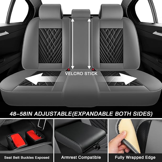 Fit for Toyota Venza Seat Covers 2009-2026,Premium Leather, 360° Full Protection, Thick Padding & Memory Foam, Waterproof & Stain-Resistant Car Seat Cover Full Set (5 Seat,Gray&Black)