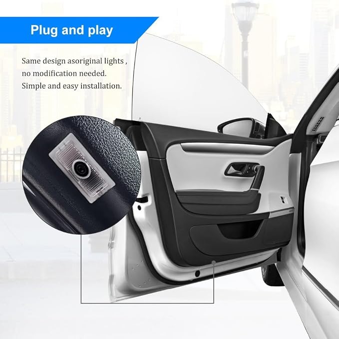 2PCS LED Car Door Logo Projector Lights for 300 300C 300S 2005-present Ghost Shadow Light Laser Courtesy Step Lights Puddle Lamp Accessories (White)