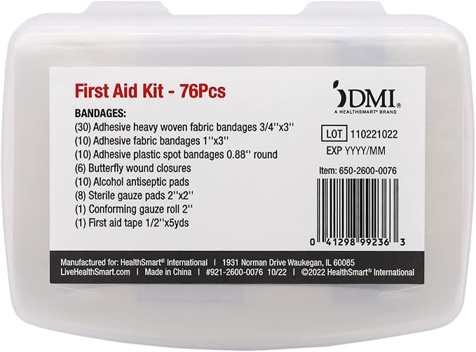 DMI 76-Piece First Aid Kit and TUMS 12 Count Smoothies Extra Strength 750mg Calcium Carbonate Antacid Chewable Tablets Bundle