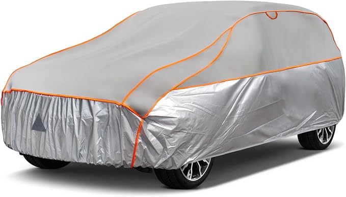 Kayme Hail Protector Car Cover,Anti Hail Thickened Multi-Layered EVA Car Cover Waterproof Sun UV Rain Snow All Weather, Outdoor Hail Protection Cover, Fit SUV Jeep-Length (192 to 201 Inch).Grey
