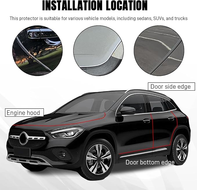 Car Door Edge Guards, Car Door Protector, 16Ft Rubber Seal Protector U Shape Edge Trim, Anti-Collision Auto Door Entry Guard Protective Strip Universal for Most Vehicles (Black, 5M)