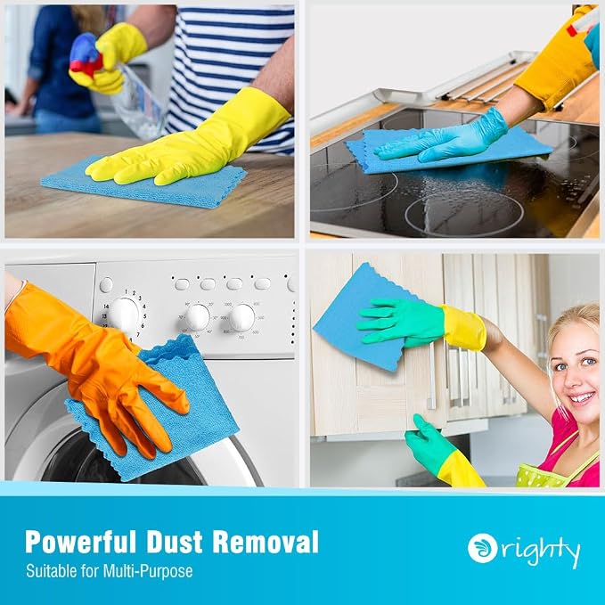 Orighty Microfiber Cleaning Cloth Bulk, 50 Pack Shop Towels 12x12 in, Blue | Reusable Microfiber Towels for Cars, Shop Rags, Multi-Purpose Lint Free Cleaning Rags for Home & Kitchen