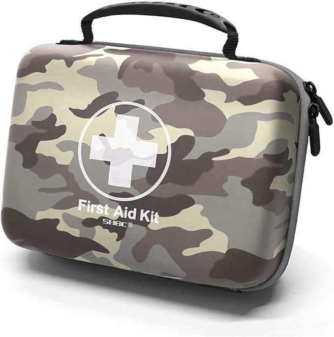 SHBC Waterproof First Aid Kit (228pcs) with All Basic or Advanced Supplies You Need. Suitable for Emergencies at Home or Outside, Travel, Home, Camping, Camouflage Grey