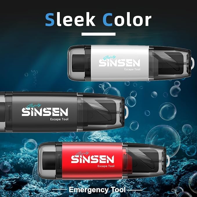 SINSEN Car Window Breaker Seat Belt Cutter Tool, Emergency Safety Hammer Tool to Break Glass, Portable Escape Kit, 2 Pack(Black)
