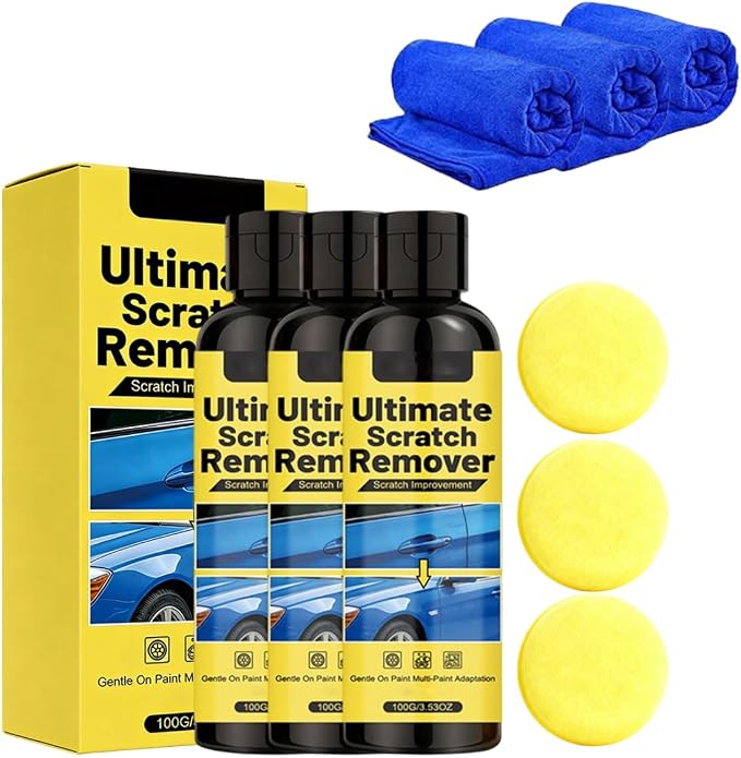Car Scratch Repair Wax, 2026 New Upgrade Car Scratch Remover Wax with Sponge and Towel, Professional Car Paint Repair Compound for Deep Scratches, Automotive Scratch Repair Kit for Car ,3 Set