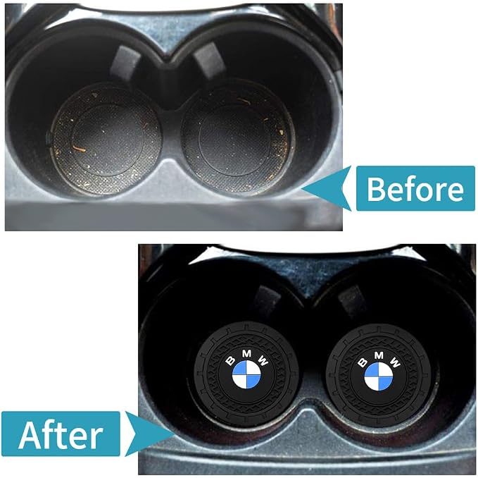 Car Coasters for Cup Holders, Car Cup Holder Coasters for BMW 5 6 7 Series X3 X4 X5 X6 M Vehicles, Silicone Non-Slip Car Cup Mat for BMW Car Interior Accessories for Men Women,2Pcs 2.75''