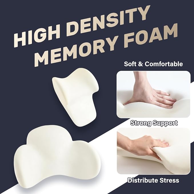 Coverado Lumbar Support and Headrest Pillow for Car, Memory Foam Ergonomic Head Neck Support Pillow for Driving Seat, Back Support and Pain Relief, Seat Cushion for Car, Driver, Office