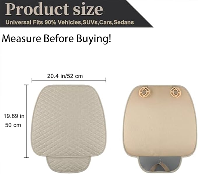 West Llama Linen Car Seat Covers,Bottom Seat Covers for Cars Include 2 Piece Front Driver Seat Pad Mat Universal Fits 90% Vehicles,SUVs,Cars,Sedans(2Piece-Beige)