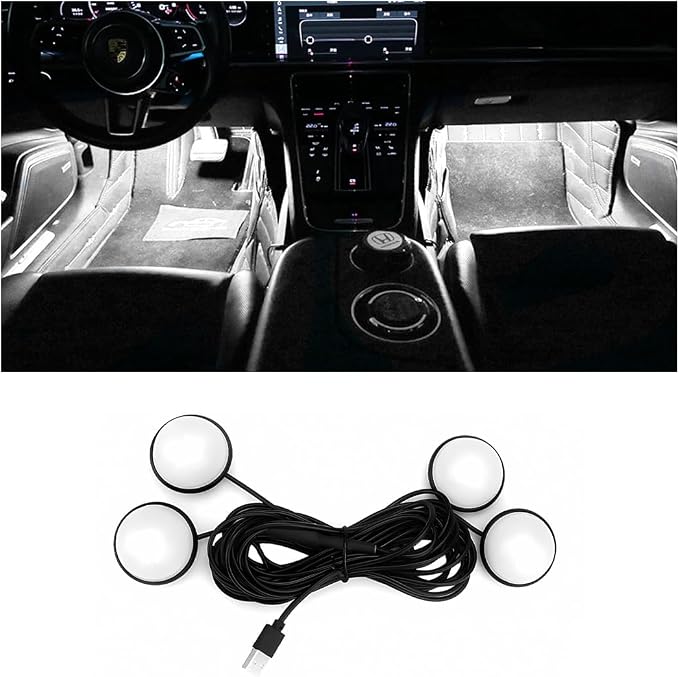 BESULEN Car Interior LED Lights, Automotive Ambient Neon Light Kit with USB Port, Car Accessories, Gifts for Men and Women, 4 in 1 Decoration Lights for Car, Garden, Home, Party(White)