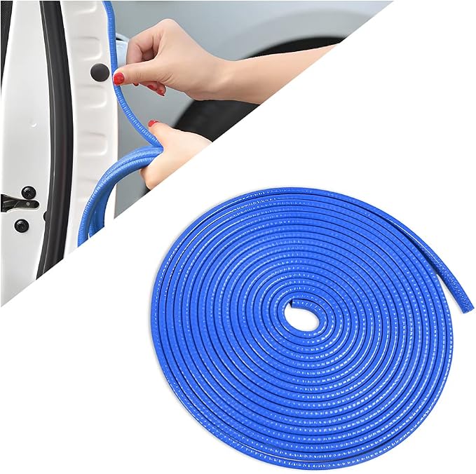 Car Door Edge Guards, 16Ft Universal Rubber Seal Protector U Shape Edge Trim Car Door Edge Protection for Most Car, Aluminum Boat Edge Guards (Blue/16FT) | Universal fit, most cars/SUVs/trucks, rubber seal, press-on channel, no glue, check thick strips...
