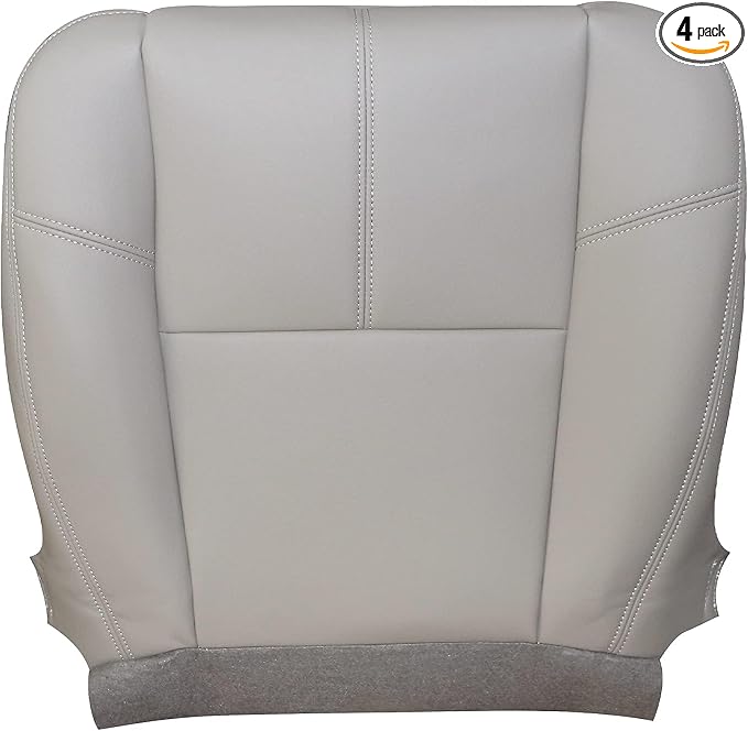 GXARTS Driver or Passenger Side Bottom Lower Replacement Leather Seat Cover 833 Light Gray Compatible with Chevy Silverado Tahoe Suburban Avalanche GMC Yukon Sierra 2007 2008 2009 2010 2012 2013 2014