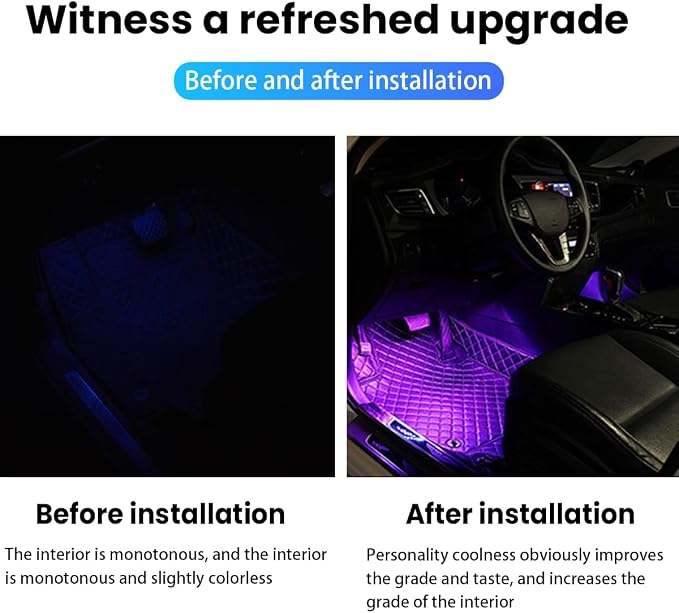 BESULEN Car Interior LED Lights, Automotive Ambient Neon Light Kit with USB Port, Car Accessories, Gifts for Men and Women, 4 in 1 Decoration Lights for Car, Garden, Home, Party(Pink)