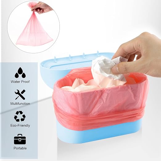 Car Trash Can, Mini Car Bin with Lid 2 Trash Bag Blue, Cute Car Accessories for Storage and Organization,Small Trash Can for car,Bedroom and Office