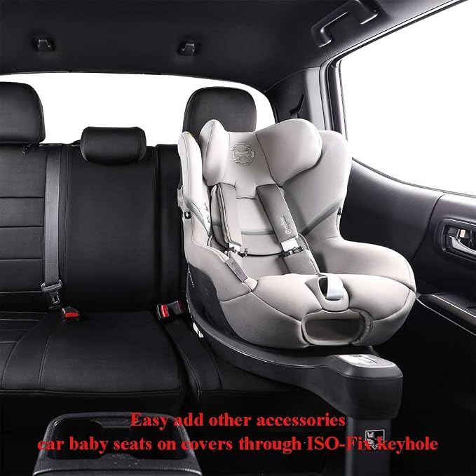 EKR Silverado Seat Covers Custom Fit for (Double Cab) 2019-2026 Chevrolet Silverado 1500/1500 Limited/HD 2500/3500, Rear Row W/No Armrest,Neoprene (Black)