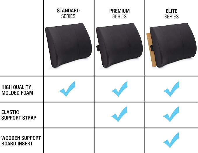 DMI Lumbar Support Pillow for Chair to Assist with Back Support with Removable Washable Cover and Firm Insert to Ease Lower Back Pain while Improving Posture, 14 x 13 x 5, Contoured Foam, Elite, Gray