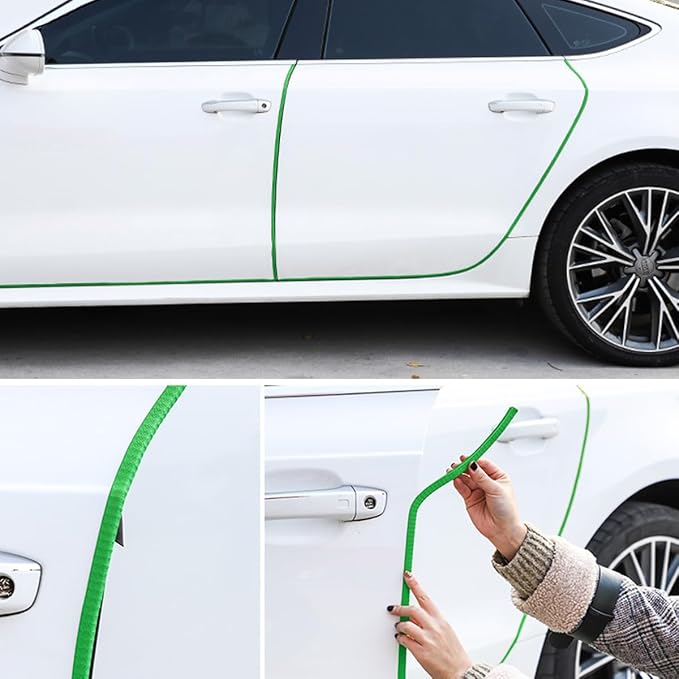 Car Door Protector Edge Guards, Universal Rubber Seal U Shape Car Door Protection, Aluminum Boat Edge Trim Guards No Glue Required, Exterior Accessories Fit for Most Cars (Green/10FT) | Universal fit, most cars/SUVs/trucks, rubber seal, press-on channe...