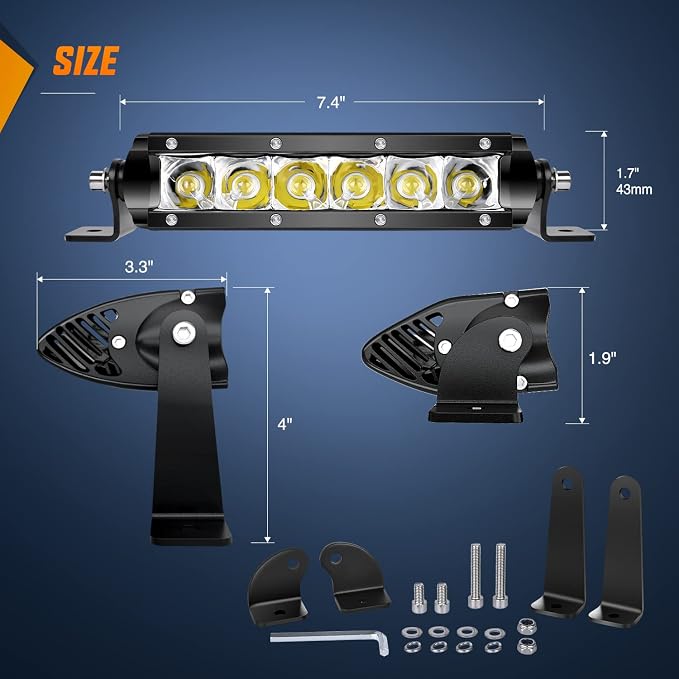 Nilight Led Pods Light Bar Super Slim 2Pcs 7 Inch 30W Spot Driving Fog 3600LM Off Road Lighting for Trucks Pickup SUV ATV UTV Boat 4x4 Van Camper - 2 Style Mounting