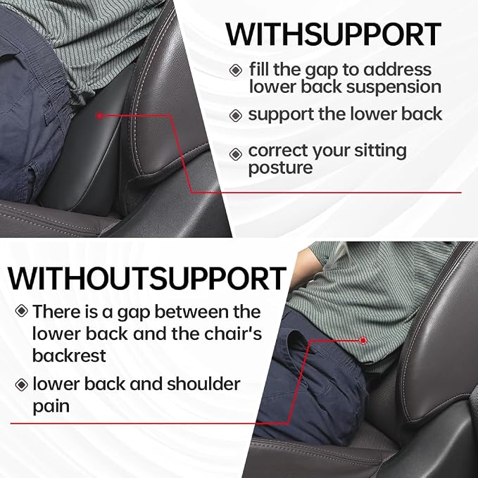 1p Memory Foam Lumbar Support Pillow for car Lower Back Pain Relief - Back Cushion for Driving, Chair Support for Car-Office Chair(Black)