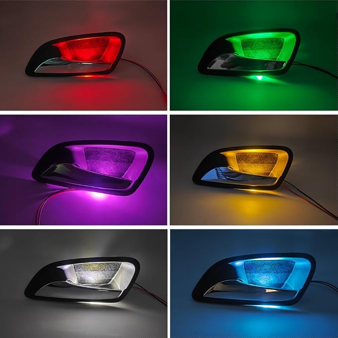 Car Door Handle Light ICE Blue Door Handle LED Light 12V Ambient Light Storage Box Decorative Light Cylindrical Top Transparent Shell Universal Small Car Ship Use (4PCS)