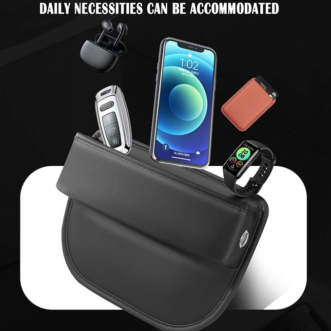 2 Pack Universal Fit Premium Leather Car Seat Gap Filler Organizer, Center Console Organizer for Car SUV Truck (Black,2 Pack)