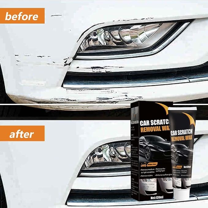 Car Scratch Repair Wax with Sponge and Towel, 2026 New Upgrade Car Scratch Remover Wax, Automotive Scratch Repair, Professional Car Paint Repair Compound for Deep Scratches (120g)