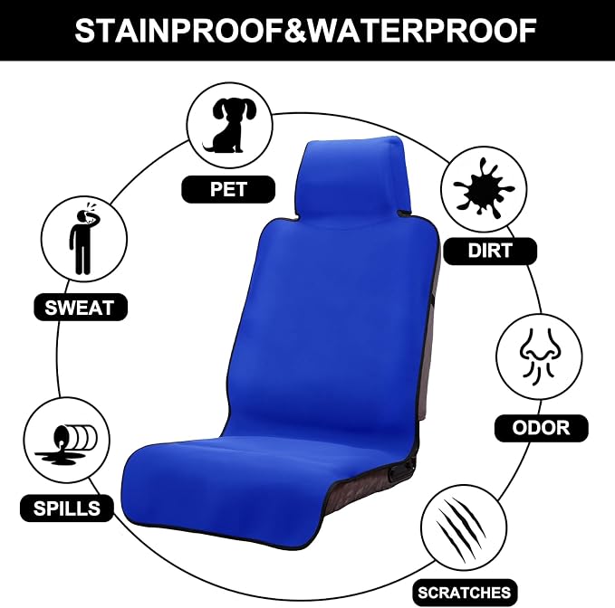 Neoprene Waterproof Car Seat Cover, Royal Blue 1pc, Non-Slip | Car Seat Protector, Sweat-proof, Universal Fit SUV & Truck, Machine Washable, For Gym, Yoga, Pets, Workout, Beach, Swimming