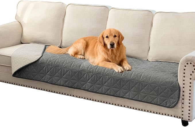 Ameritex Sofa Cover Waterproof for Seats Couch Cover for Dogs Pet Couch Cover Velvet for Chair Loveseat Sofa Machine Washable (Dark Grey, 30x80 Inch)