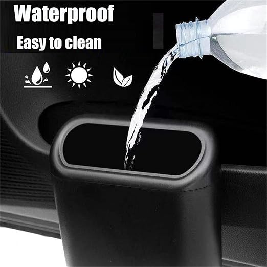 Car Trash Can with Lid, Mini Universal Vehicle Mini Leakproof Garbage Can Bin with 30pcs Trash Bags,Waterproof Car Bin for Front Back Seat Accessories for Auto Office Home(Black)