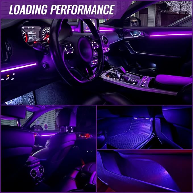 Acrylic Ambient Lighting Car Interior, 6 in 1 Dream Color Acrylic Led Strips Fiber Optic Lights with APP USB Hub, 16 Million Colors 187 Inches Flexible Neon Music Sync Emotion Glow Light for Car Dash