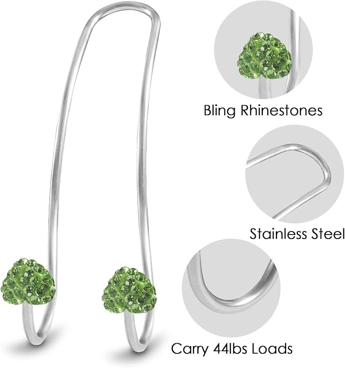 Guoord 【2026 Upgraded】 Auto Hooks Decorations, 2 Pcs Bling Heart-Shaped Purse Hook Hangers, Auto Hooks Car Hangers and Durable Backseat Holder, Storage Universal for SUV Truck Vehicle(Green)