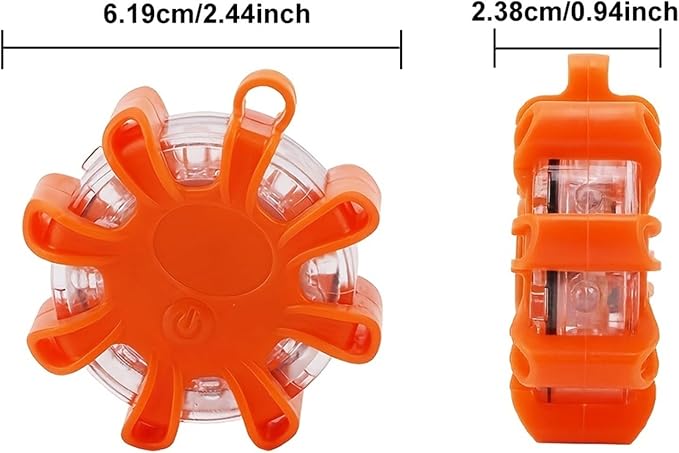 1pc 3pcs 6pcs 8/12 Led Flares Emergency Lights Roadside Safety Beacon Flashing Warning Flare Kit With Magnetic Warning Flasher(1pc 8 led)