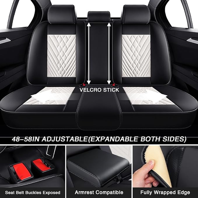 Fit for Toyota RAV4 Hybrid Seat Covers 2016-2026,Premium Leather, 360° Full Protection, Thick Padding & Memory Foam, Waterproof & Stain-Resistant Car Seat Cover Full Set (5 Seat,Cream White)