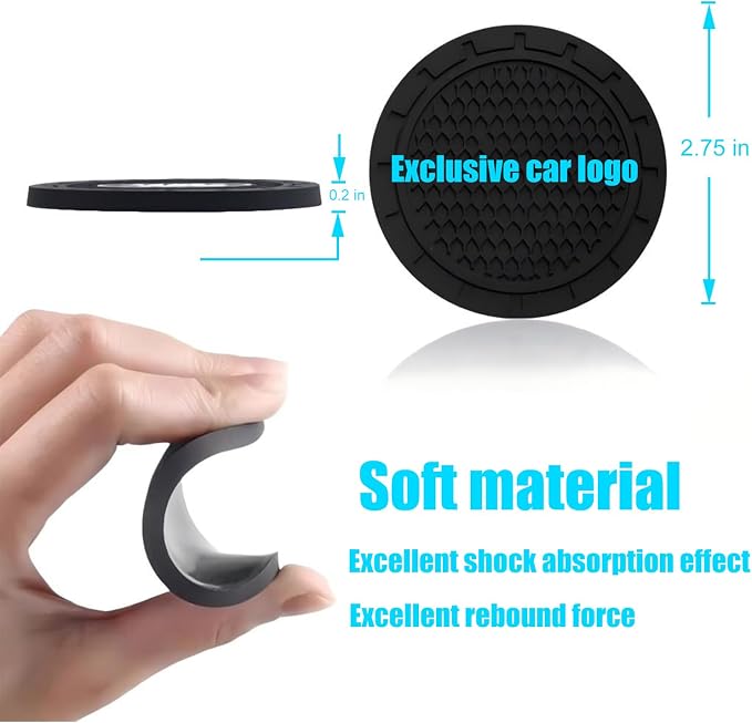 Car Cup Holder Coasters Compatible with Mercedes Benz Series Interior Accessories,Recessed Silicone Anti Slip Cup Holder Coaster Interior Accessories 2.75in 2Pack(Black)