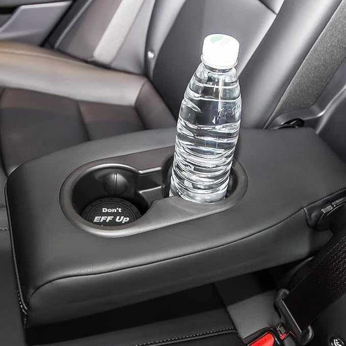 8sanlione 2 Pack Car Cup Holder Coasters, 2.75 Inch Non-Slip PVC Insert Cup Coaster, Anti-Scratch Auto Cup Mats for Women Men, Vehicle Interior Accessories Universal for Car, SUV, Truck (A Black/2PCS)