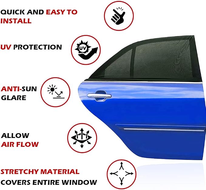 Car Window Shades,for Baby/Camping UV-Protection 2PCS Medium 39"x19" | Car Sun Shades for Side Windows with Breathable Mesh,for Back Covers Car, Truck, Suv, Car Camping Essentials,Black