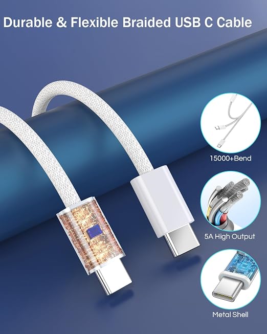 iPhone Car Charger Fast Charging,iPhone 16 Car Charger 2PACK Dual USB C PD3.0 Port CarCharging Adapter and USB C to C Braided Nylon Charging Cable Compatible with iPhone 16/16 Pro Max/15/iPad(Blue)