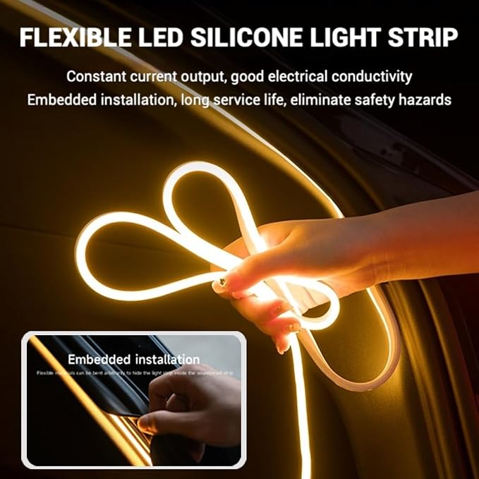 Trunk LED Ambient Neon Light Strips for Tesla Model Y & Juniper (2021-2026) - Waterproof Silicone, High Brightness, APP-Controlled, Auto On&Off, for Car Trunk & Camping Atmosphere (Warm White)