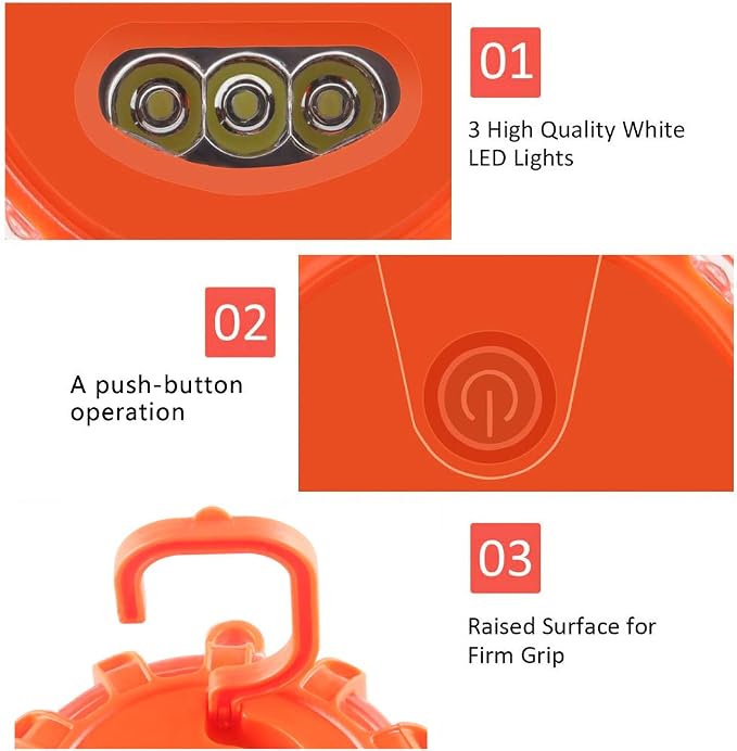 4Pack LED Road Safety Flare Roadside Warning Flashing Lights Emergency Disc Beacon for Car Marine Boat