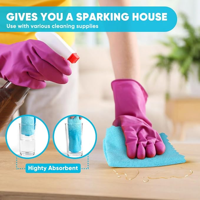 Orighty Microfiber Cleaning Cloth Bulk, 50 Pack Cleaning Rags 12x11 inch | Reusable Microfiber Towels for Cars, Ultra-Soft & Absorbent Lint Free Cloths for House, Kitchen