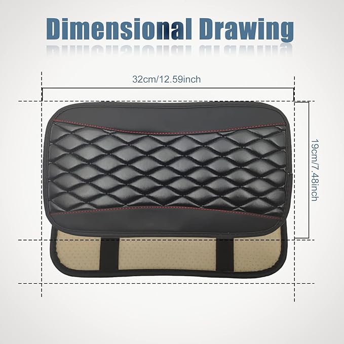 Car Center Console Cover, Universal Leather Waterproof Armrest Seat Box Cover Protector, Comfortable Car Decor Accessories Fit for Most Cars, Vehicles, SUVs-Black