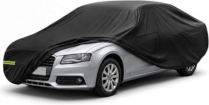Favoto Car Cover Waterproof Outdoor Sedan Cover All Weather Protection | Breathable Car Tarp for Automobiles Rain Sun Windproof Universal Fit Sedan (178-185 in) for Eclipse, Lancer etc.