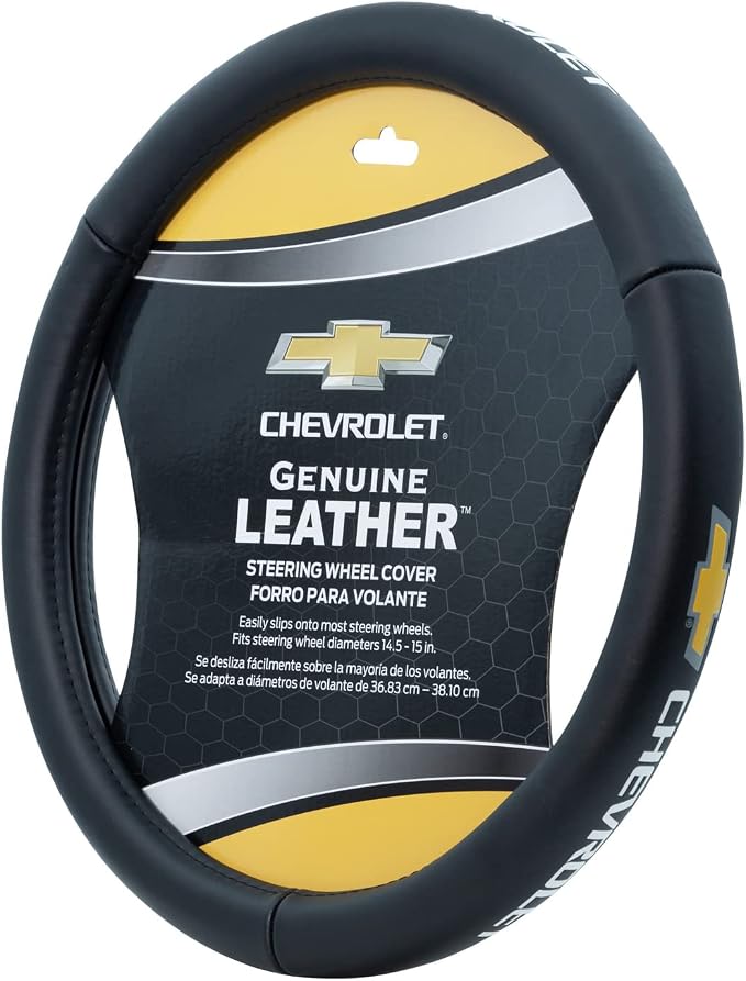 Plasticolor 006742R03 Chevrolet Genuine Leather Steering Wheel Cover