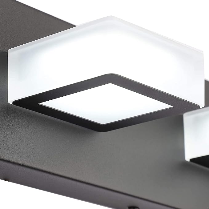 Ralbay 52inch Black Vanity Lights 8 Lights Dimmable 5 Color Temperature Acrylic Modern LED Bathroom Vanity Lighting Fixtures Matte Black