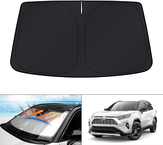 KUST Windshield Sun Shade for Toyota RAV4 2019-2022 2023 2024 2025 2026 Window Accessories Shade Sun Visor Cover Foldable Block UV Rays