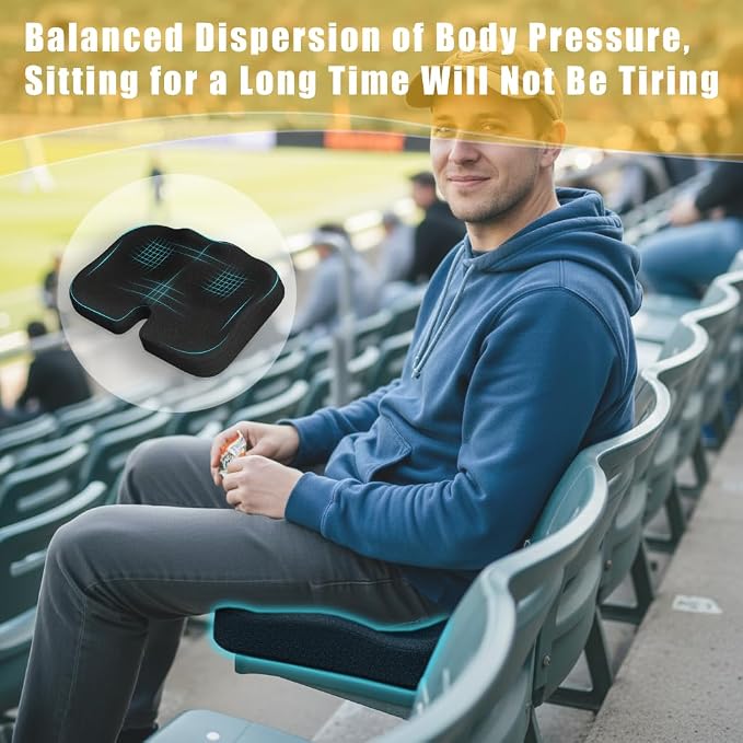 Stadium Seat Cushion - Extra Thick 50D High Density Bleacher Cushion | Premium Cushions with Carry Handle. Non-Slip Design for Stadium Cushions for Bleachers and Outdoor Sports Games 2-Pack.