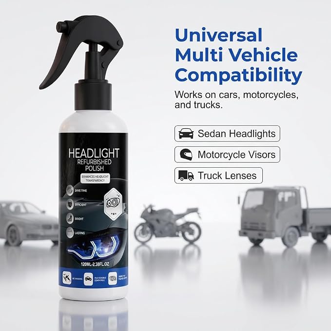 Headlight Restoration Kit No Sanding, Car Headlight Restorer for Cloudy Yellowed Lenses, Headlight Restoration Polish with Coating, Easy 3-Step for Cars Trucks SUVs (Set 1)