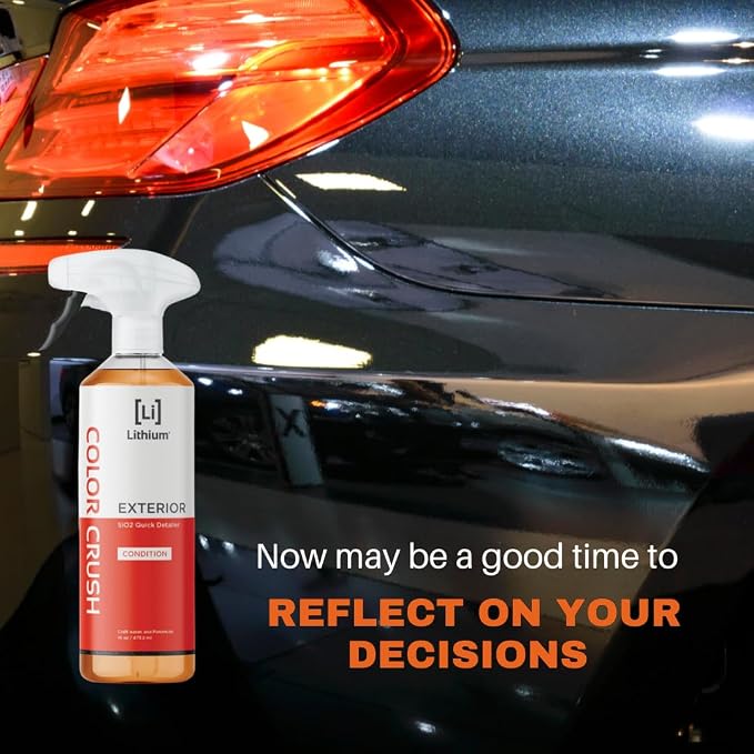 Lithium Color Crush Car Detailing Spray - Instant, Long Lasting Deep Glossy Shine - Hydrophobic Premium Car Detailing Supplies Infused with Si02 Stackable Color Enhancing Technology