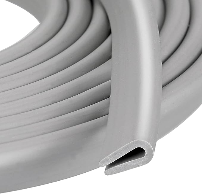 Rubber U Channel Edge Trim, Door Seal Strip, Fits Edge up to 1/16 Inch (1. 6mm) U Shape Weather Stripping(20 Feet,Gray)