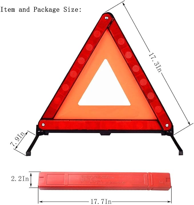 aikko Safety Triangle Kit Road Emergency Warning Reflector Roadside Reflective Early Warning Sign, Foldable 3 Pack of Emergency Car Kit