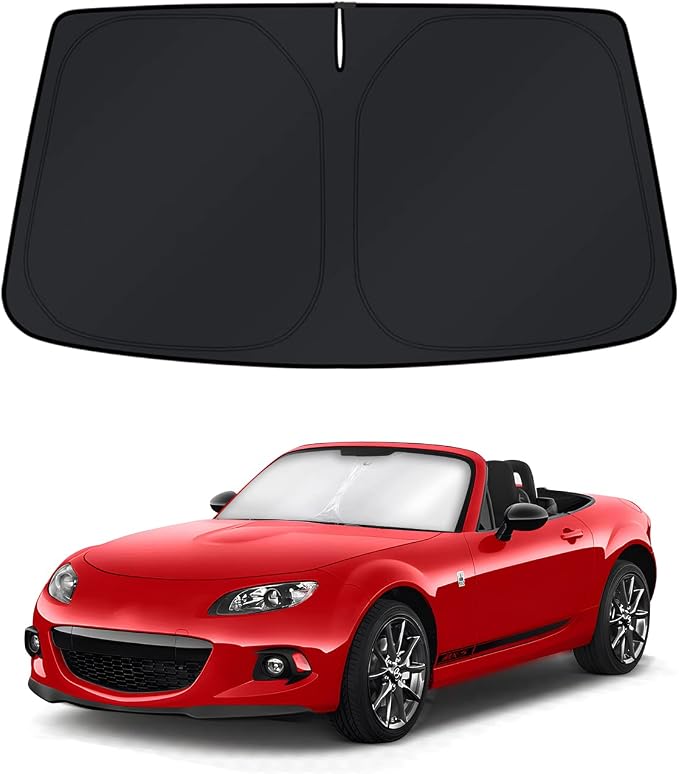 KUST Windshield Sun Shade for Mazda Miata MX-5 2009-2013 2014 2015 Window Accessories Shade Sun Visor Cover Foldable Block UV Rays